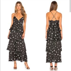 Bardot Dalia Tiered Black Floral Maxi Dress